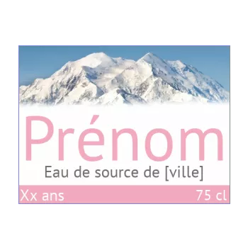 etiquette anniversaire bouteille eau bleu rose 