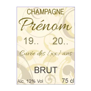 etiquette anniversaire bouteille champagne jaune marron alcool 