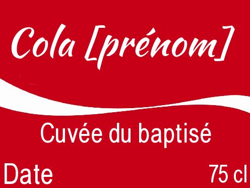 Etiquette Bouteille Bapteme Coca Rouge gratuit à imprimer