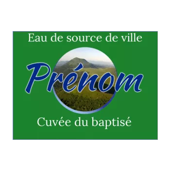 etiquette bouteille bapteme eau vert 