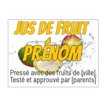 etiquette bouteille bapteme eau fruit blanc orange 