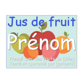 etiquette bouteille bapteme fruit rouge vert 