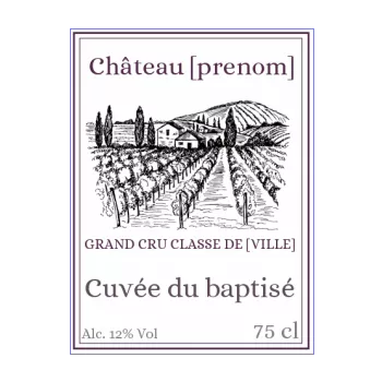 etiquette bouteille bapteme blanc chateau mauve vin 