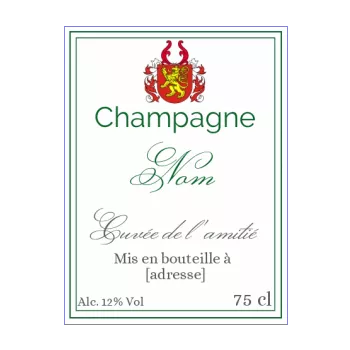 etiquette bouteille champagne amour blason rouge vert 