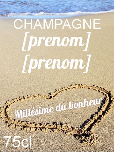 Etiquette Bouteille Mariage Champagne Coeur gratuit à imprimer