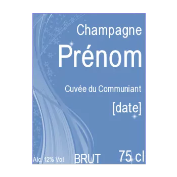 etiquette bouteille champagne communion bleu garcon 