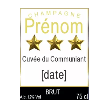 etiquette bouteille champagne communion etoile jaune noir 
