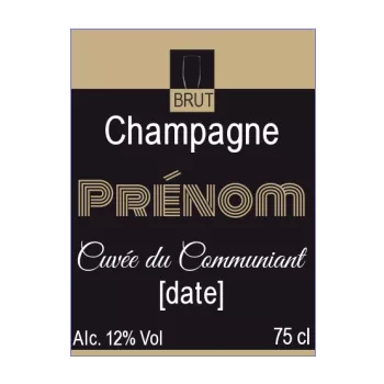 etiquette bouteille champagne communion marron noir 