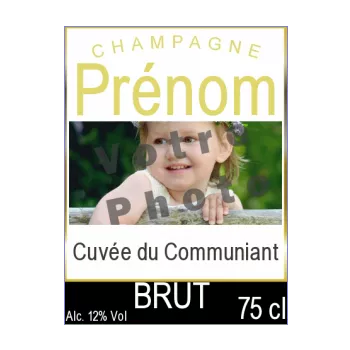etiquette bouteille champagne communion jaune noir 