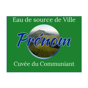 etiquette bouteille eau communion vert 