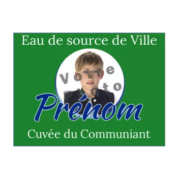 etiquette bouteille eau communion vert 