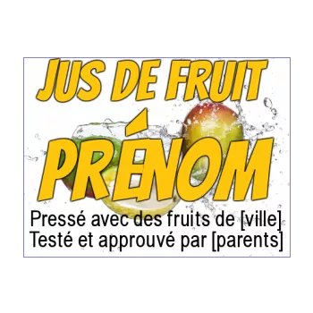 etiquette bouteille eau communion fruit orange 