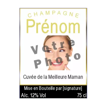 etiquette bouteille meilleur maman champagne fete jaune noir 