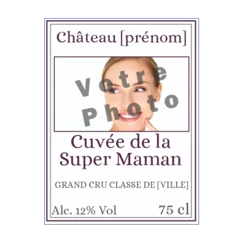 etiquette bouteille meilleur maman fete mauve vin 