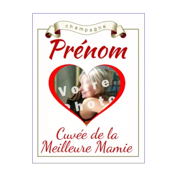 etiquette bouteille meilleur grand mere champagne fete coeur rouge alcool 