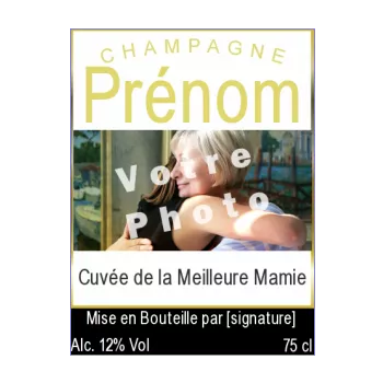 etiquette bouteille meilleur grand mere champagne fete jaune noir alcool 