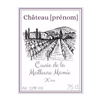 etiquette bouteille meilleur grand mere fete mauve vin 