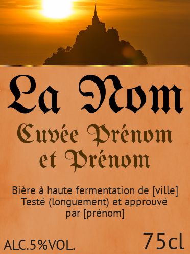 Etiquette Bouteille Mariage Biere Marron gratuit à imprimer