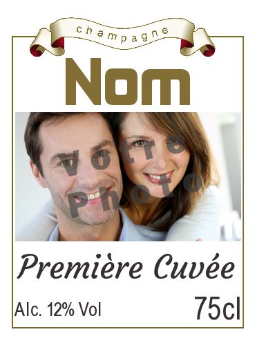 Etiquette Bouteille Mariage Alcool avec photo à imprimer