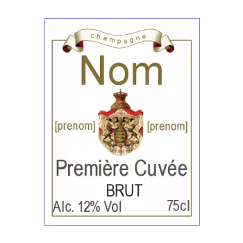 etiquette bouteille champagne blanc blason alcool 