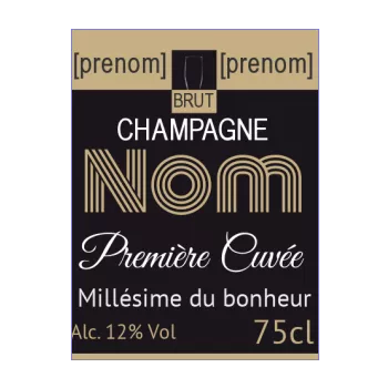 etiquette bouteille mariage champagne marron noir alcool 