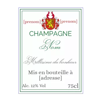 etiquette bouteille champagne blanc blason rouge alcool 