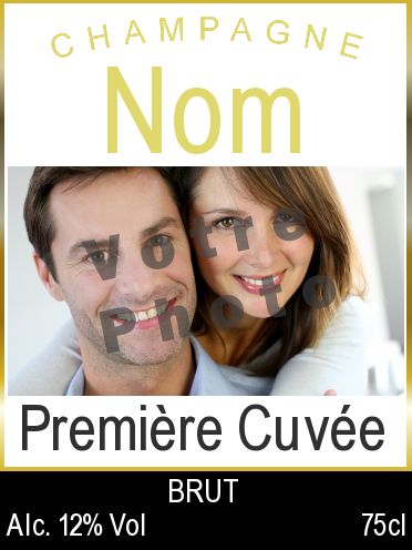 Etiquette Bouteille Mariage Alcool avec photo à imprimer