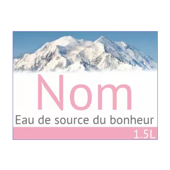 etiquette bouteille mariage eau bleu rose 