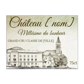 etiquette bouteille mariage chateau marron vin alcool 