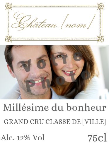 Etiquette Bouteille Mariage Alcool avec photo à imprimer