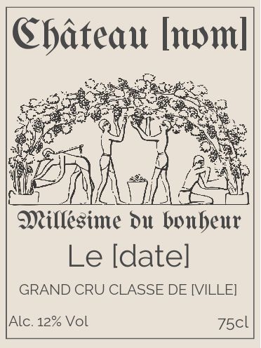 Etiquette Bouteille Mariage Alcool gratuit à imprimer
