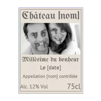 etiquette bouteille mariage marron vin alcool 