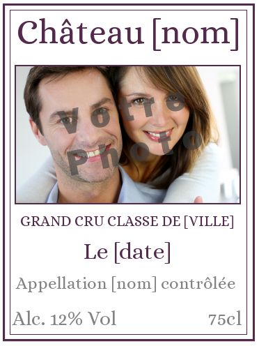 Etiquette Bouteille Mariage Alcool avec photo à imprimer