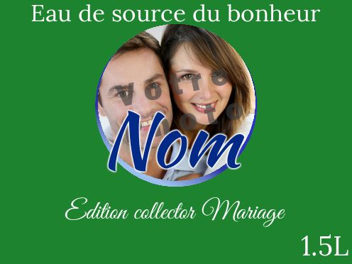 Etiquette Bouteille Mariage Eau avec photo à imprimer