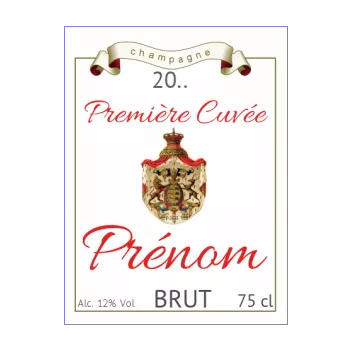 etiquette bouteille naissance champagne bebe blason rouge 