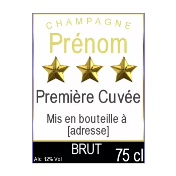 etiquette bouteille naissance champagne bebe etoile jaune noir 