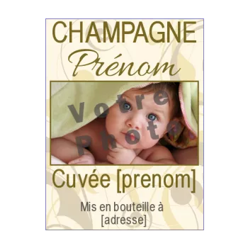 etiquette bouteille naissance champagne bebe fleur jaune 