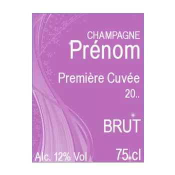 etiquette bouteille naissance champagne bebe fille mauve 