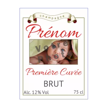 etiquette bouteille naissance champagne bebe rouge 