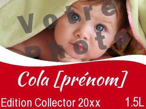 Etiquette Bouteille Naissance Coca Bebe avec photo à imprimer