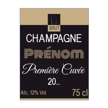 etiquette bouteille naissance champagne bebe marron noir 