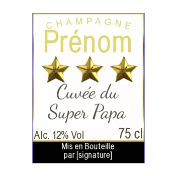 etiquette bouteille papa champagne fete etoile jaune 