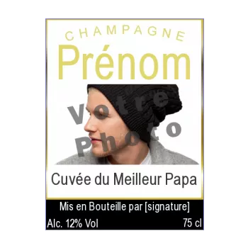 etiquette bouteille papa champagne fete jaune noir alcool 