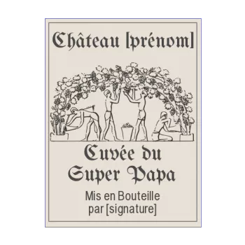 etiquette bouteille papa fete marron vin 