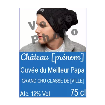 etiquette bouteille papa fete bleu vin 