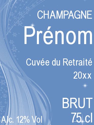 Etiquette Bouteille Retraite Champagne Bleu à imprimer