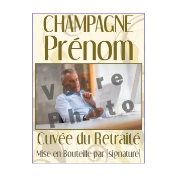 etiquette bouteille retraite champagne fleur marron 