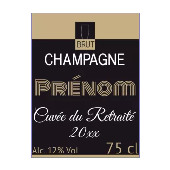 etiquette bouteille retraite champagne marron noir alcool 
