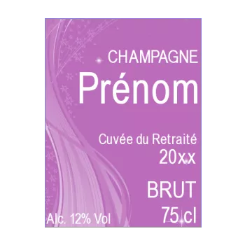 etiquette bouteille retraite femme mauve rose 