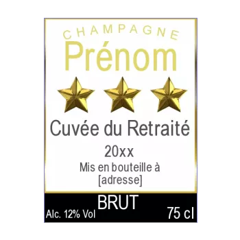 etiquette bouteille retraite champagne jaune noir alcool 